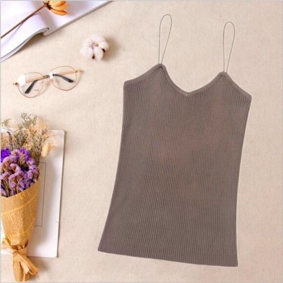 Spaghetti strap cami ribbed knit one size xs/small - Picture 1 of 6